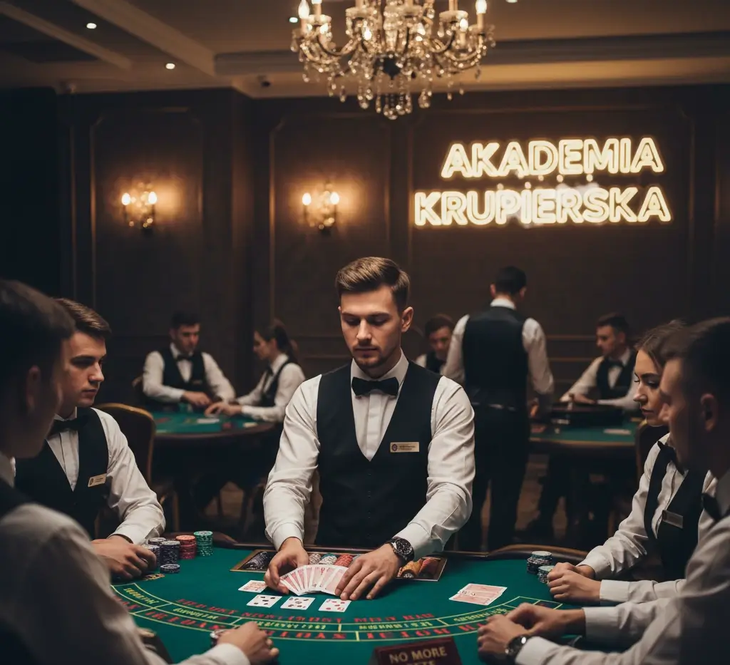 Stół do Blackjacka z kartami i żetonami